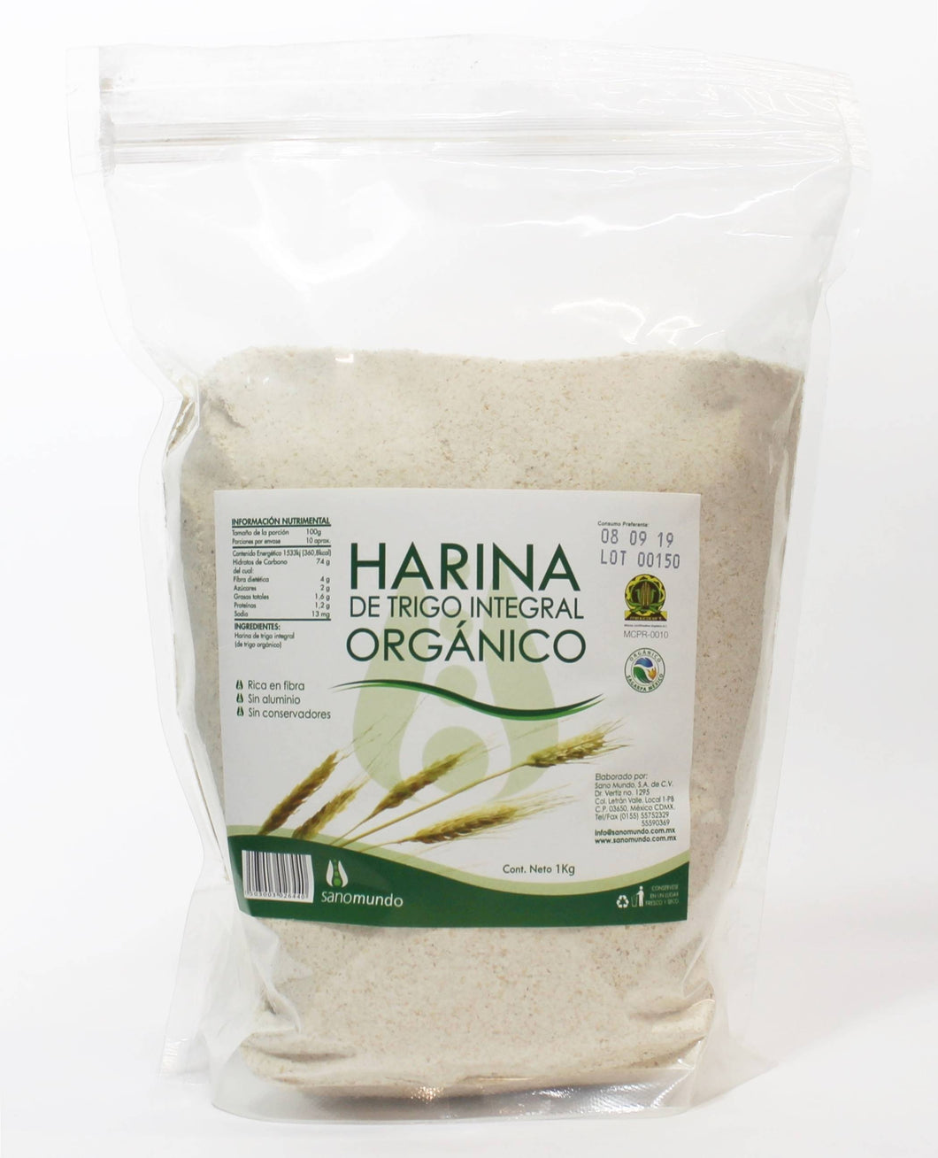 Harina de trigo integral orgánica